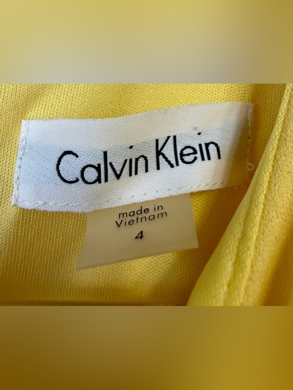 Calvin Klein Yellow Sheath Dress Size 4 Sleeveless Zip Back - Picture 6 of 6